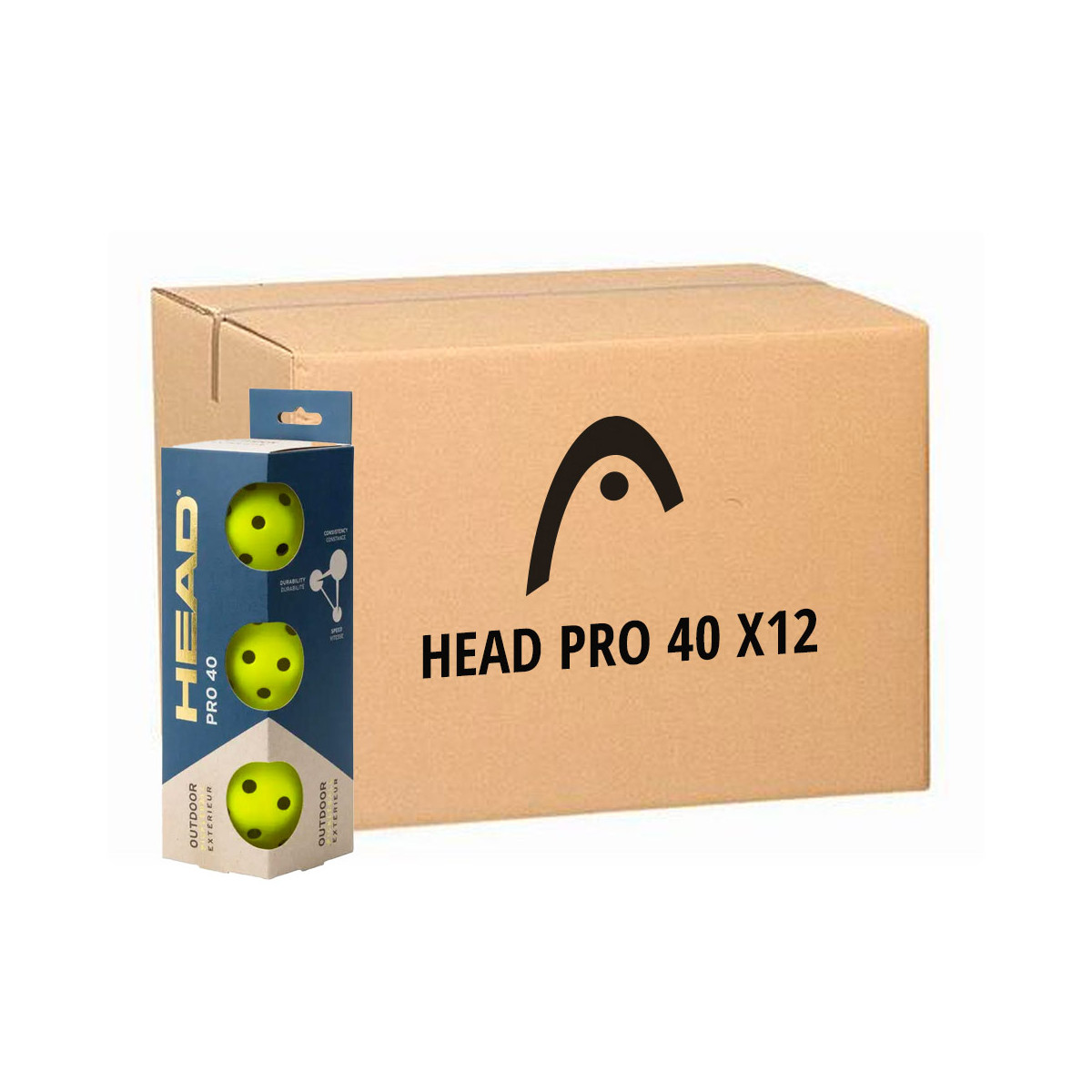 12 boites de 3 Balles Pickleball Head Pro 40