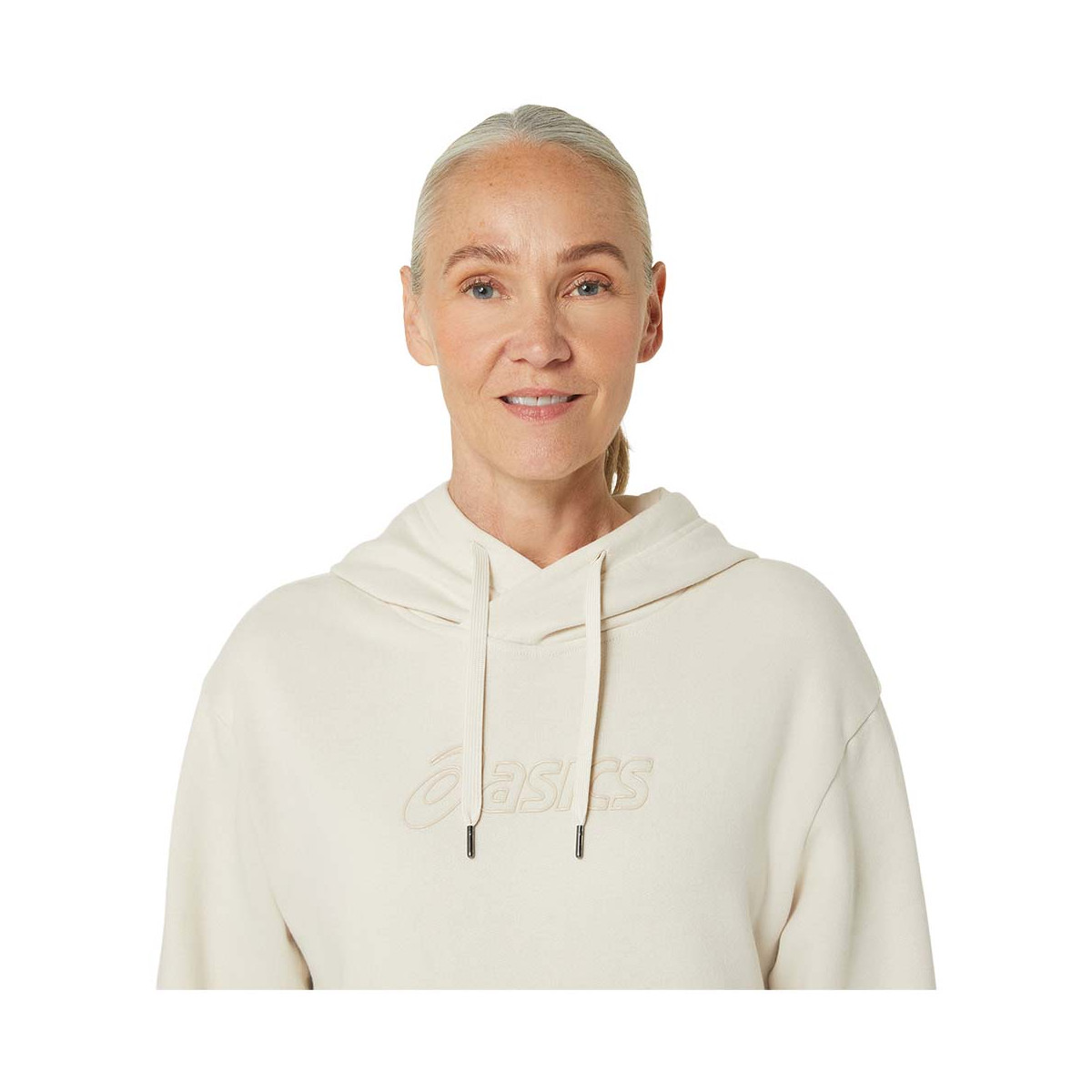 Sweat à capuche Asics Logo Femme Blanc cassé
