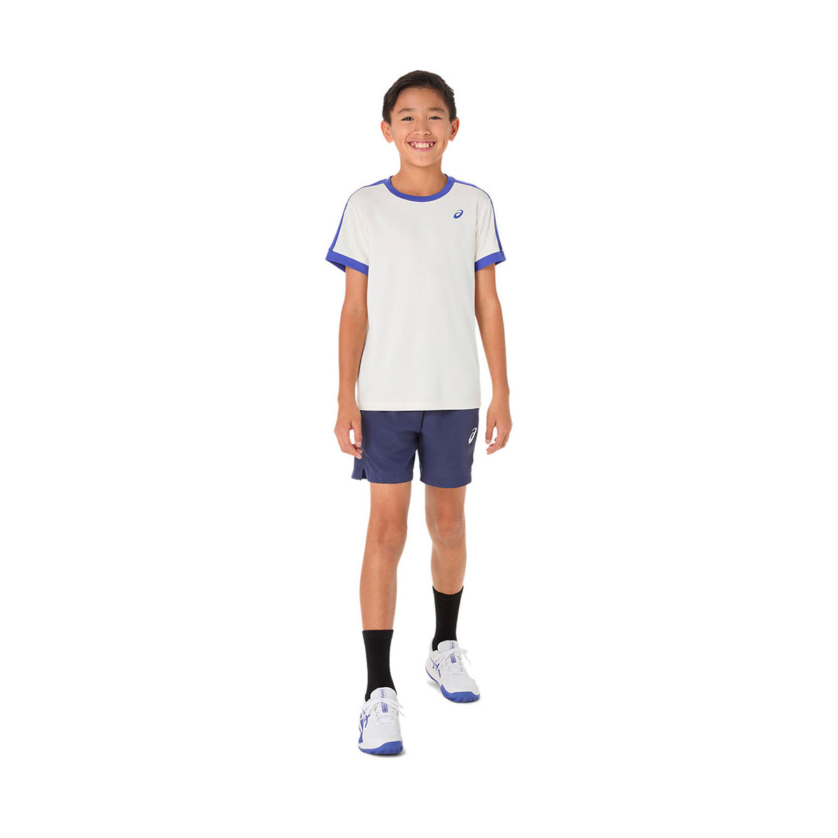 T-Shirt Asics Garçon Crème / Bleu 