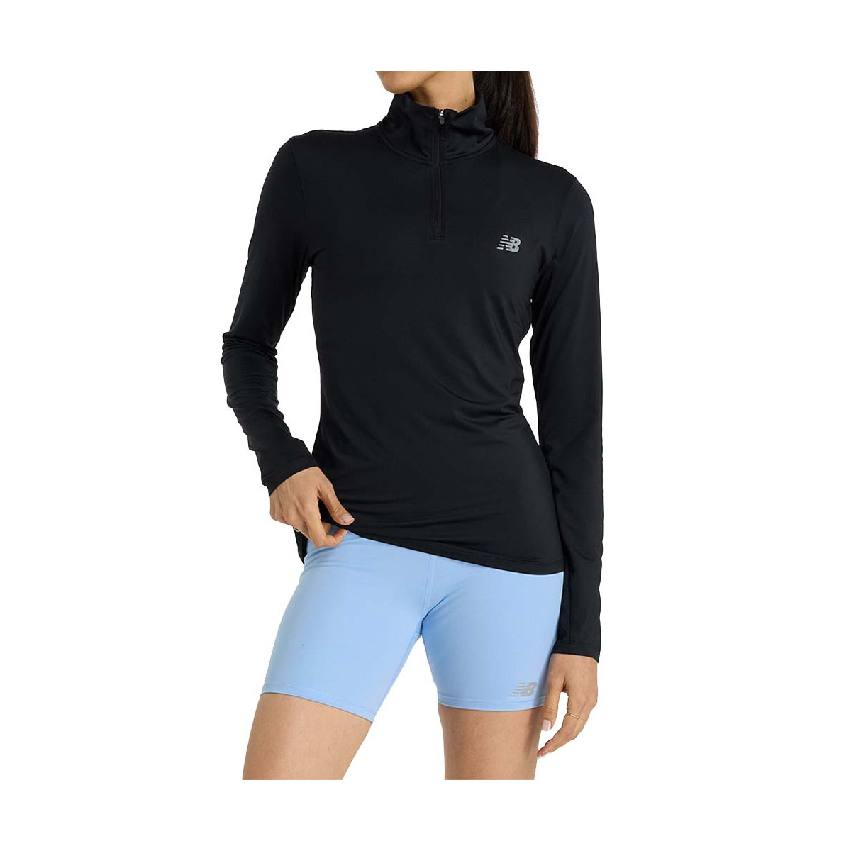T-shirt à manches longues New Balance Quarter Zip Femme Noir