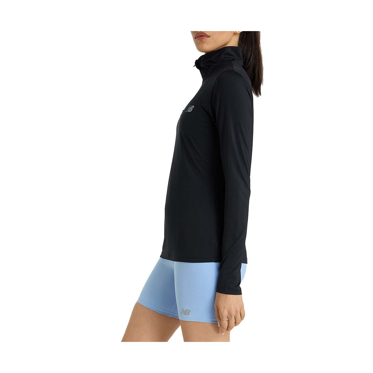 T-shirt à manches longues New Balance Quarter Zip Femme Noir