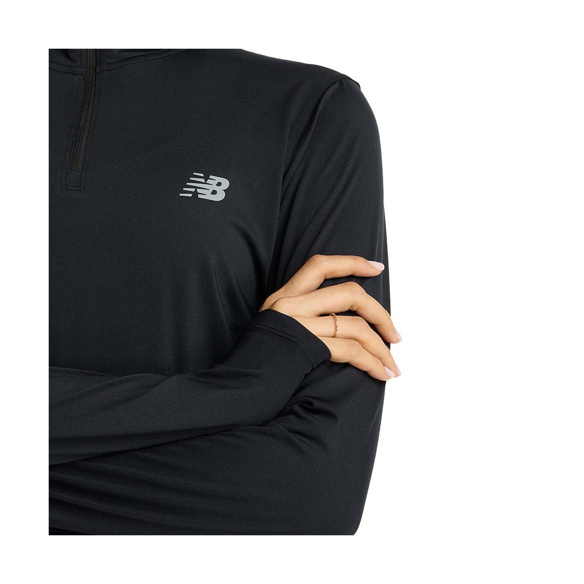 T-shirt à manches longues New Balance Quarter Zip Femme Noir