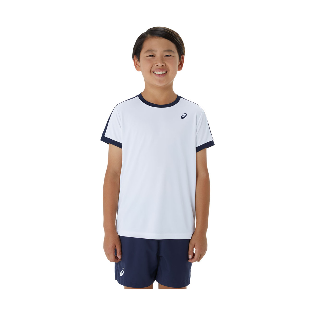 T-Shirt Asics Garçon Blanc / Bleu marine