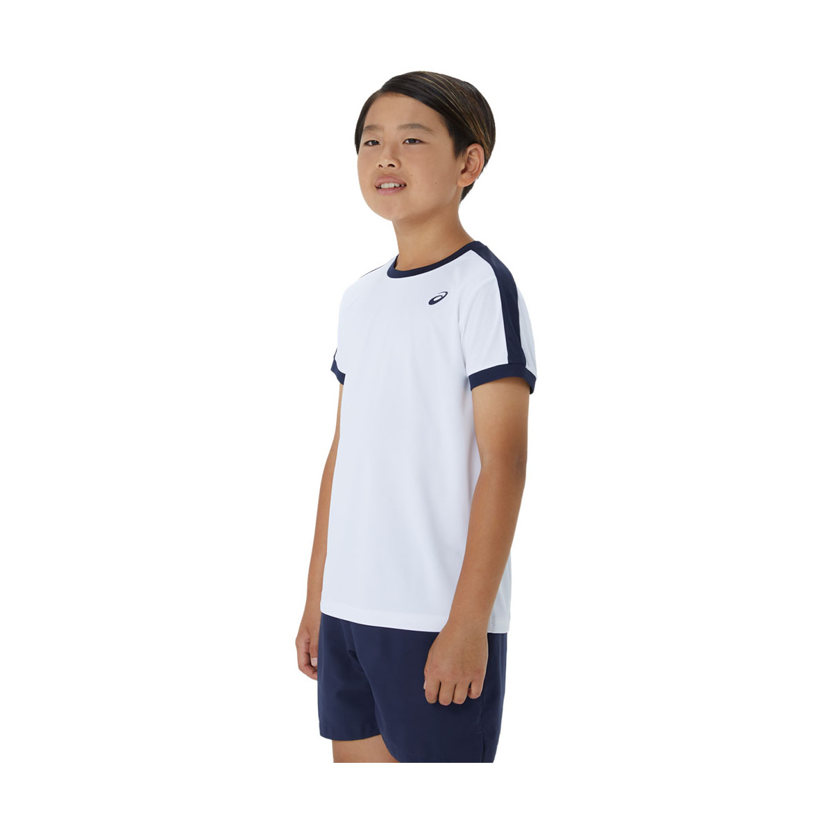 T-Shirt Asics Garçon Blanc / Bleu marine