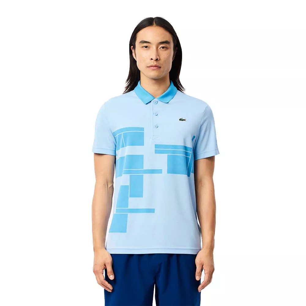 Polo Lacoste Tennis Novak Djokovic Bleu Clair Version Fan