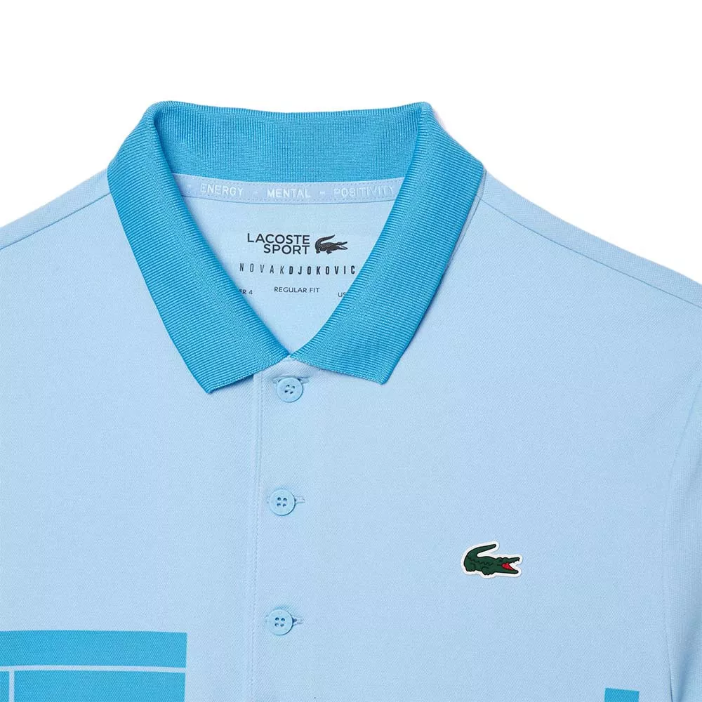 Polo Lacoste Tennis Novak Djokovic Bleu Clair Version Fan