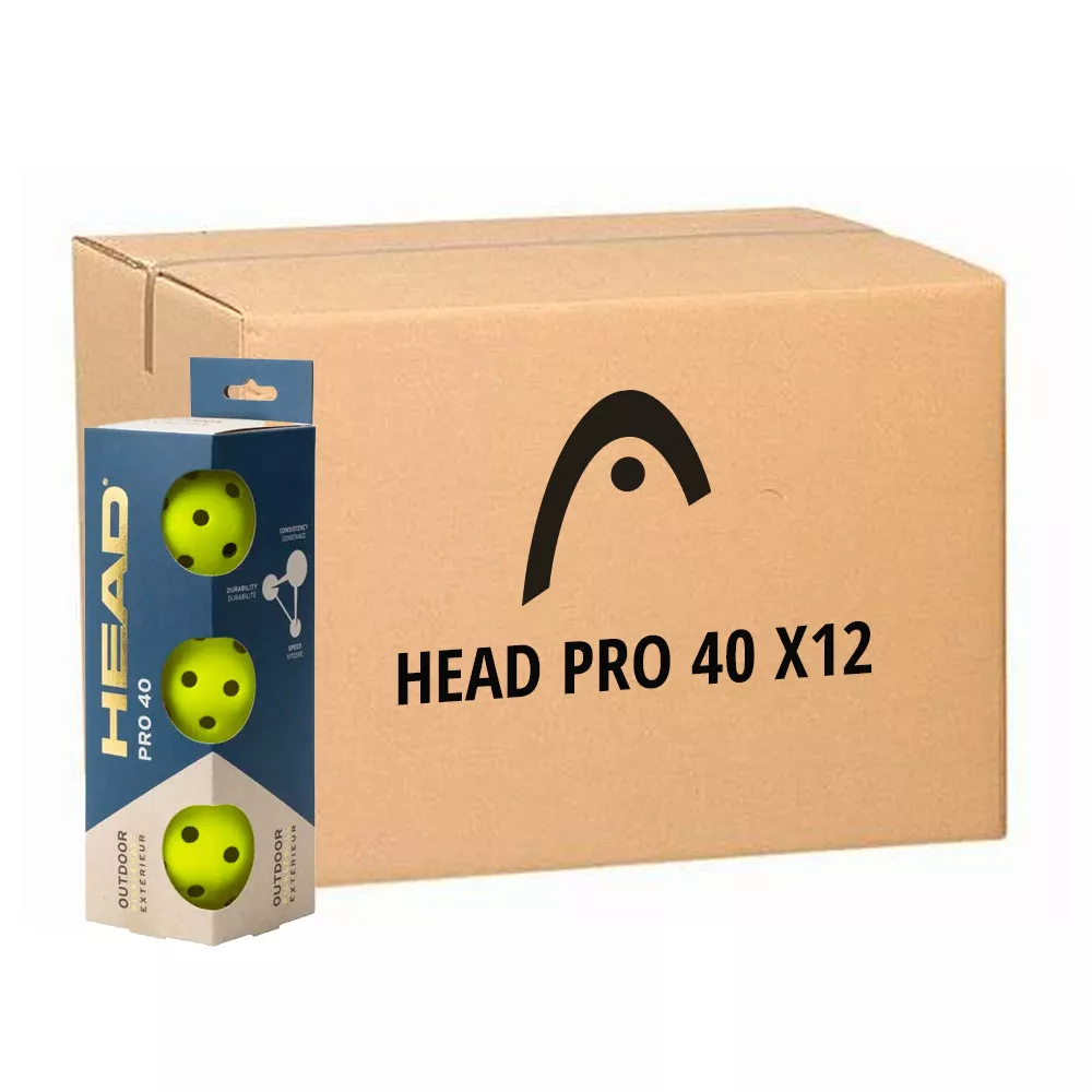 12 boites de 3 Balles Pickleball Head Pro 40