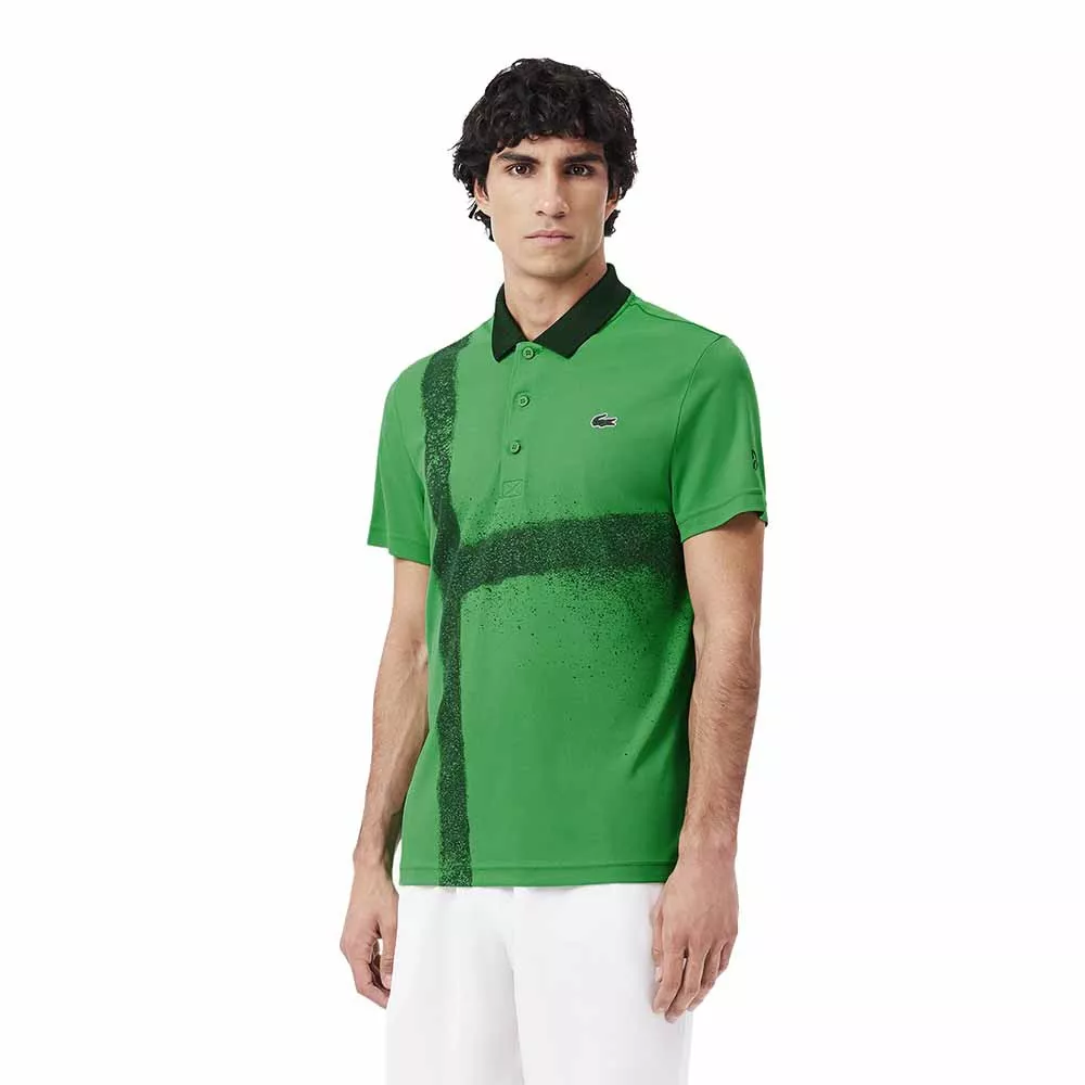 Polo Lacoste Tennis Novak Djokovic Vert / Marine Version Fan