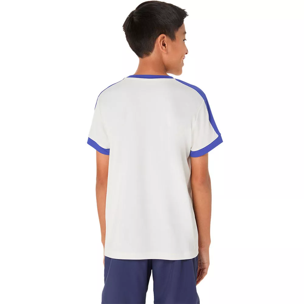 T-Shirt Asics Garçon Crème / Bleu 