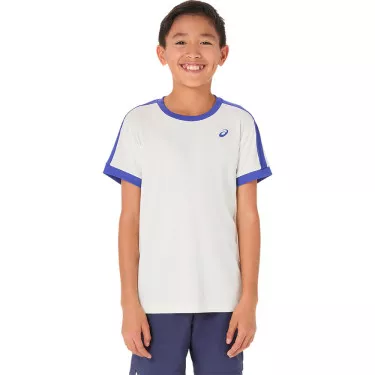 T-Shirt Asics Garçon Crème / Bleu 