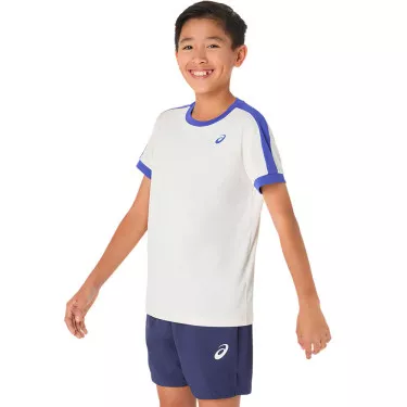 T-Shirt Asics Garçon Crème / Bleu 