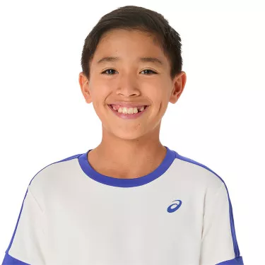 T-Shirt Asics Garçon Crème / Bleu 