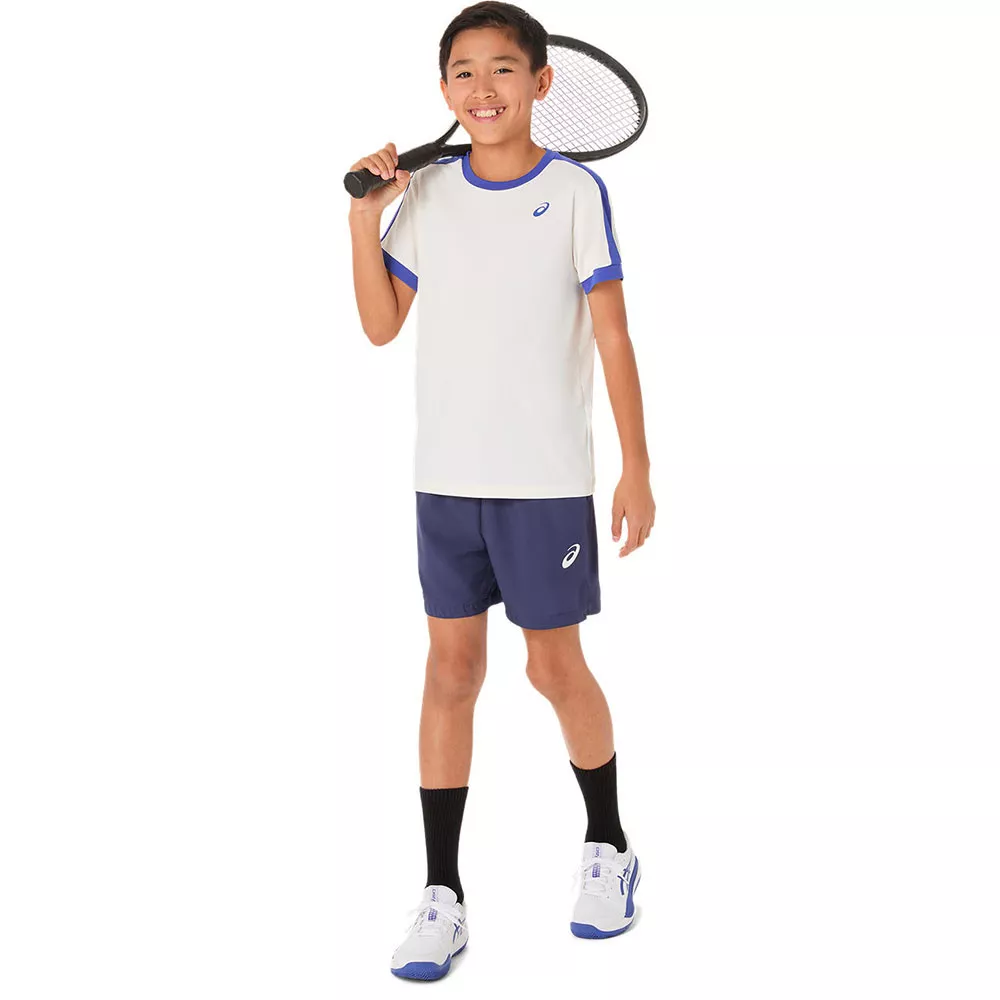 T-Shirt Asics Garçon Crème / Bleu 