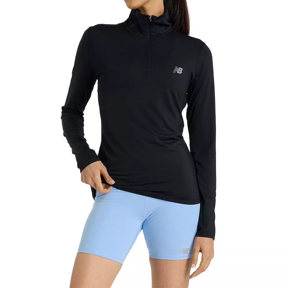 T-shirt à manches longues New Balance Quarter Zip Femme Noir
