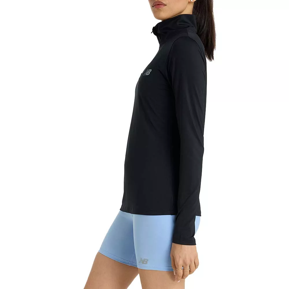 T-shirt à manches longues New Balance Quarter Zip Femme Noir