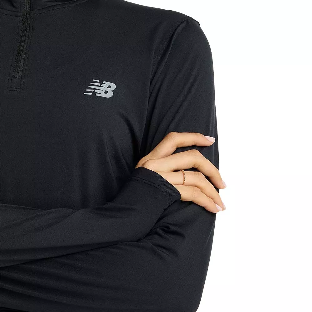 T-shirt à manches longues New Balance Quarter Zip Femme Noir