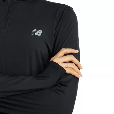 T-shirt à manches longues New Balance Quarter Zip Femme Noir