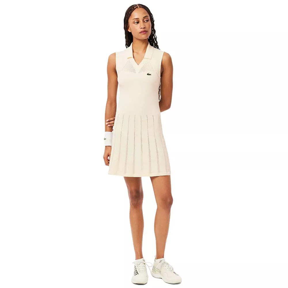 Robe Lacoste Tennis Strech Femme Beige