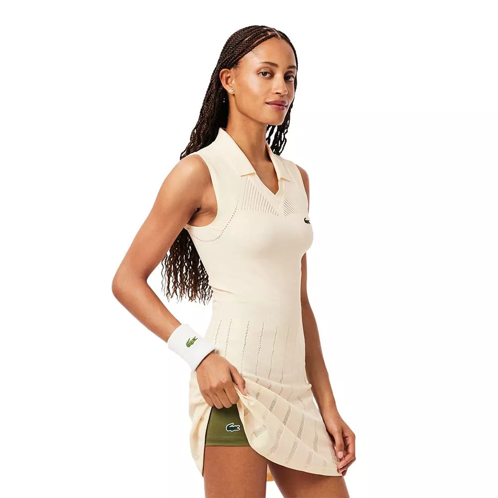 Robe Lacoste Tennis Strech Femme Beige