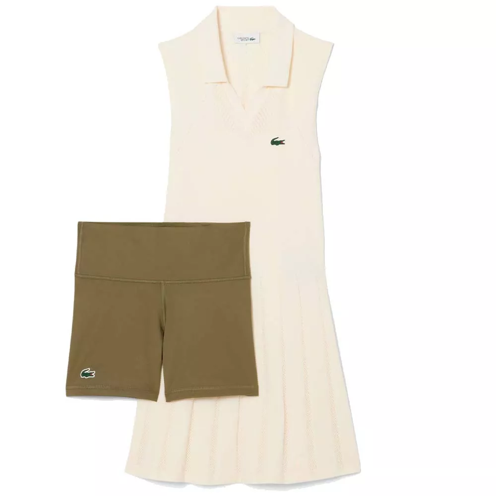 Robe Lacoste Tennis Strech Femme Beige
