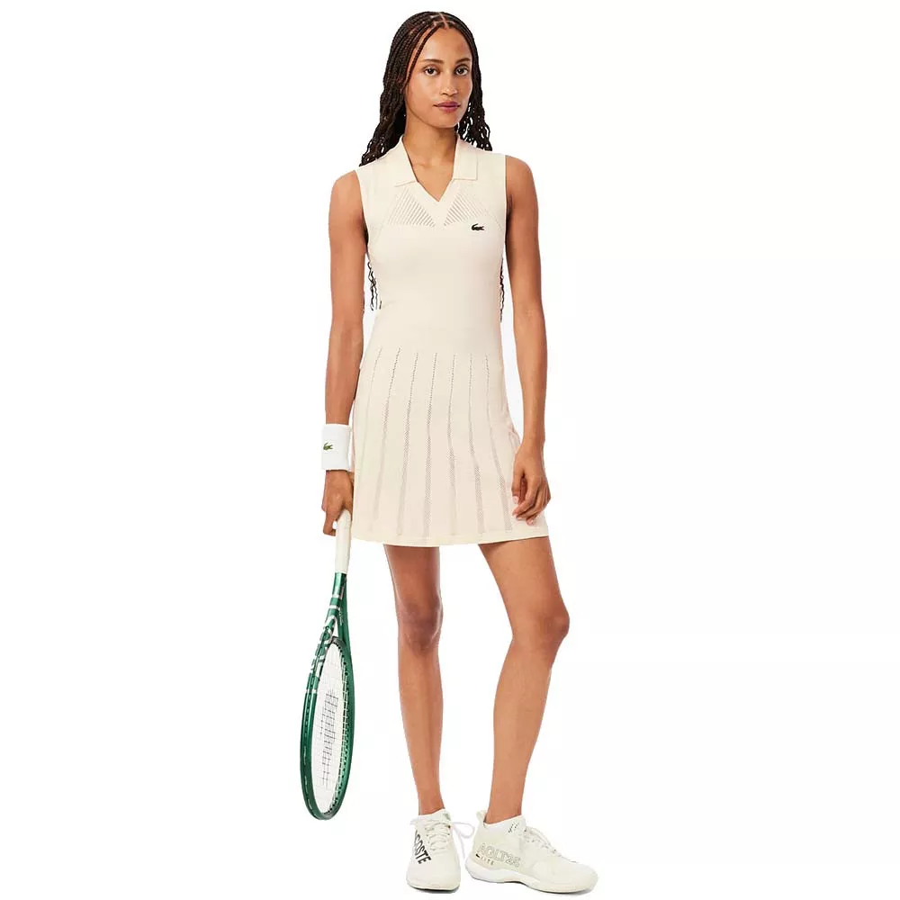 Robe Lacoste Tennis Strech Femme Beige