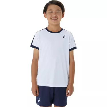 T-Shirt Asics Garçon Blanc / Bleu marine
