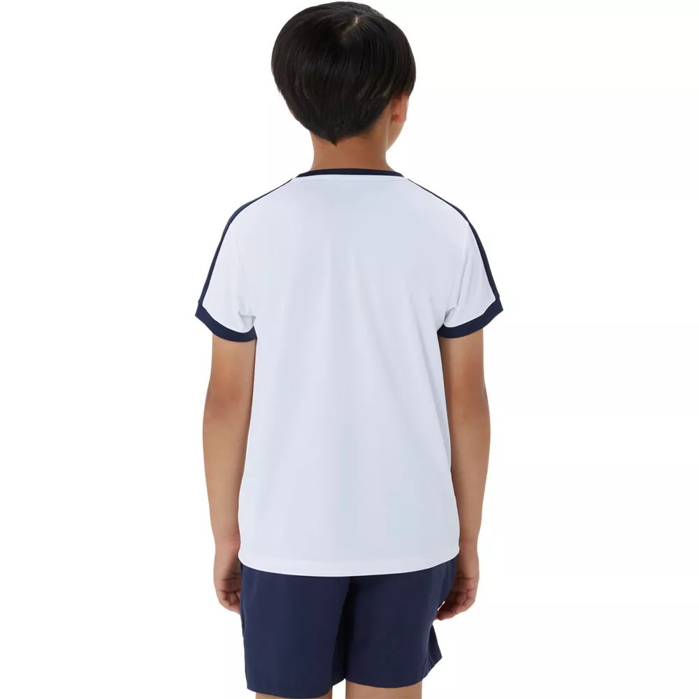 T-Shirt Asics Garçon Blanc / Bleu marine