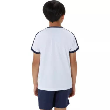 T-Shirt Asics Garçon Blanc / Bleu marine
