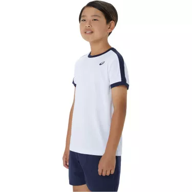 T-Shirt Asics Garçon Blanc / Bleu marine