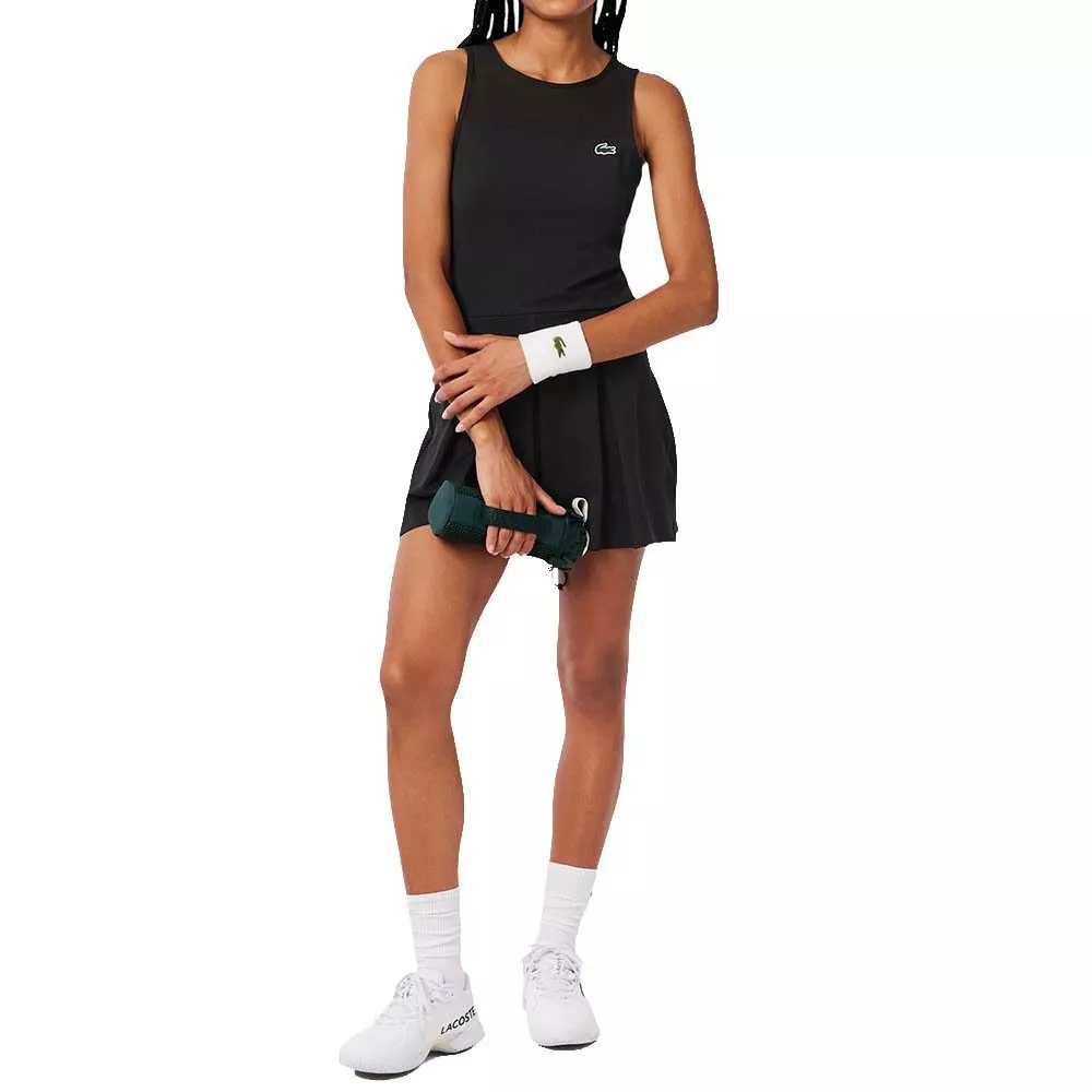Robe Lacoste Plissée Stretch Noir