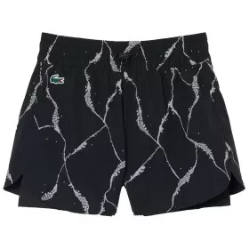 Short Lacoste Tennis Imprimé Réfléchissant Femme Noir