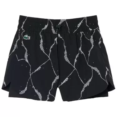 Short Lacoste Tennis Imprimé Réfléchissant Femme Noir