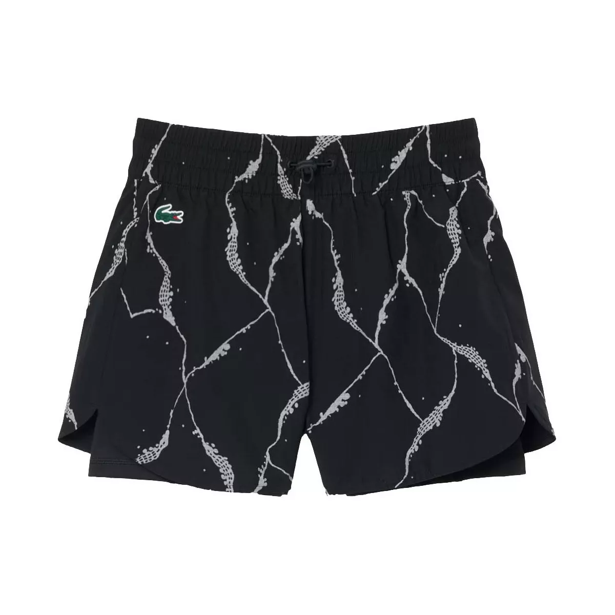 Short Lacoste Tennis Imprimé Réfléchissant Femme Noir