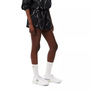 Short Lacoste Tennis Imprimé Réfléchissant Femme Noir