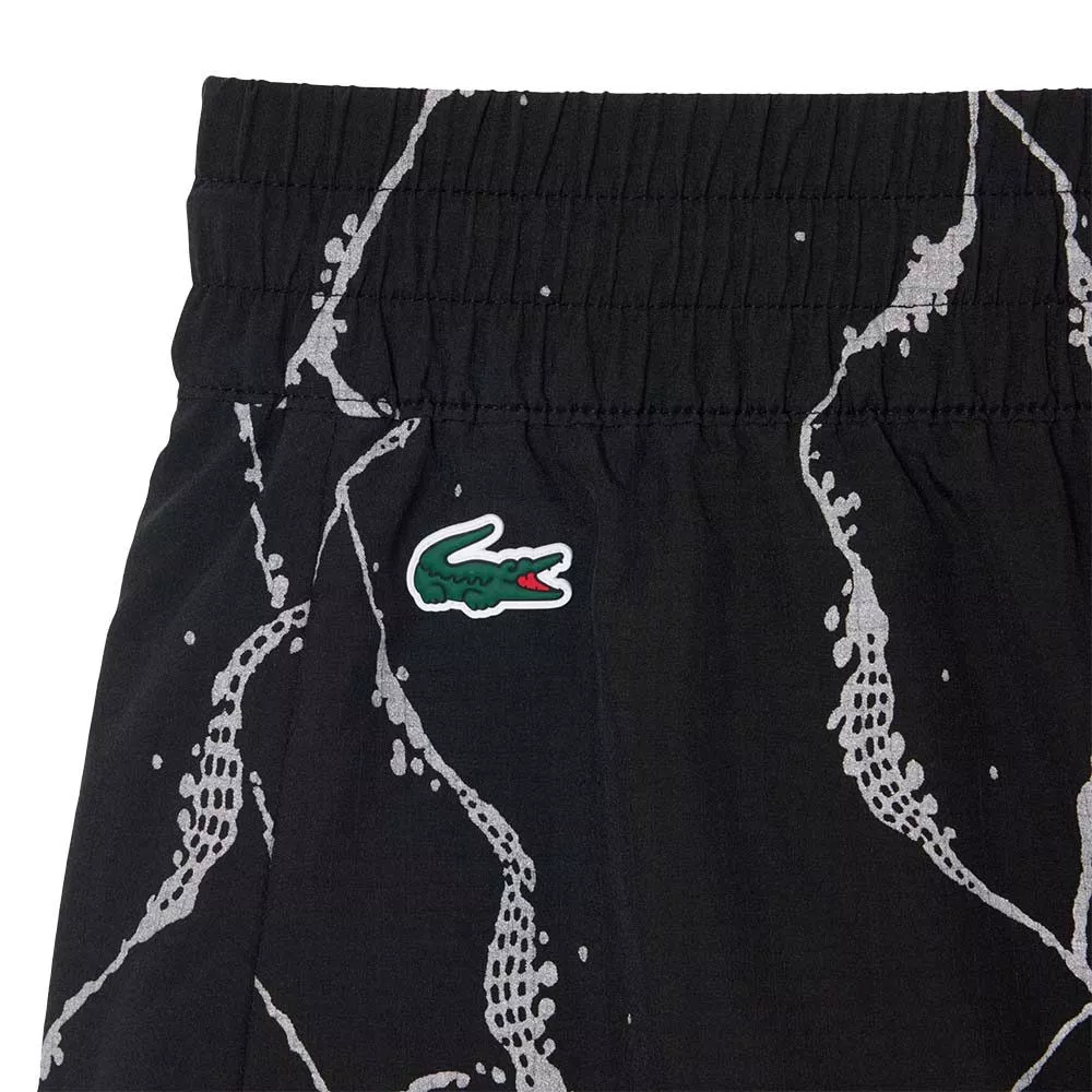 Short Lacoste Tennis Imprimé Réfléchissant Femme Noir